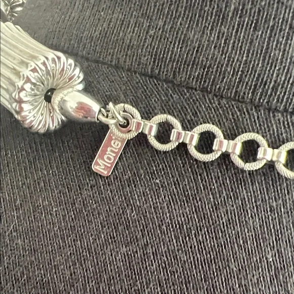 Monet Silver Textured Bead Choker Necklace - Picture 2 of 6